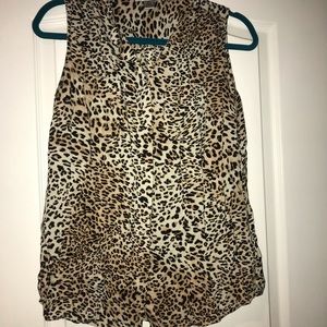 Women’s animal print button up tank top